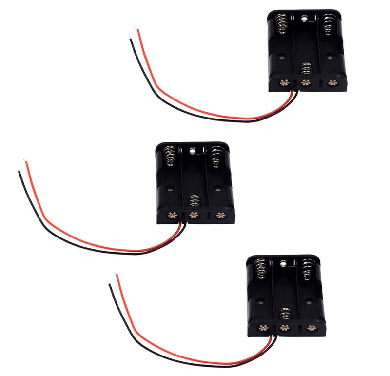 LampVPath (Pack of 3 3 AA Battery Holder with Leads, 3 AA Battery Holder with Wires - Image 1